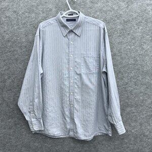 Tommy Hilfiger Men's Button Up Shirt Regular Fit 100% Cotton Blue Stripe, XXL